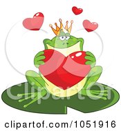 Valentine Frog Prince Holding A Heart