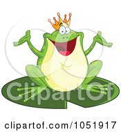 Royalty Free Vector Clip Art Illustration Of A Happy Frog Prince Shrugging On A Lily Pad by yayayoyo