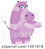 Poster, Art Print Of Purple Hippo Standing And Presenting