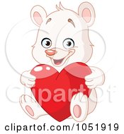 Poster, Art Print Of White Teddy Bear Holding A Valentine Heart