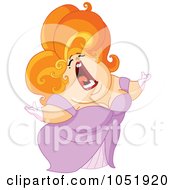Royalty Free Vector Clip Art Illustration Of A Red Haired Chubby Opera Woman Singing