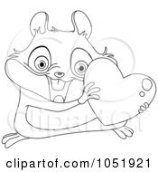 Royalty Free Vector Clip Art Illustration Of An Outlined Valentine Hamster With A Heart