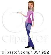 Poster, Art Print Of Brunette Woman Standing And Presenting