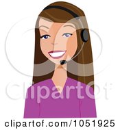 Poster, Art Print Of Pretty Brunette Customer Service Agent Wearing A Headset