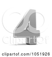Royalty Free 3d Clip Art Illustration Of A 3d Chrome Symbol Number 4