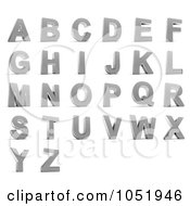 Poster, Art Print Of Digital Collage Of 3d Chrome Alphabet Letters A Through Z
