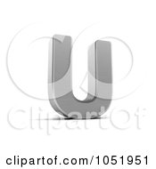 Poster, Art Print Of 3d Chrome Alphabet Symbol Letter U