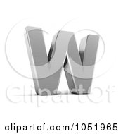 3d Chrome Alphabet Symbol Letter W