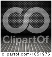 Royalty Free 3d Clip Art Illustration Of A 3d Carbon Fiber Wall And Steel Floor Background