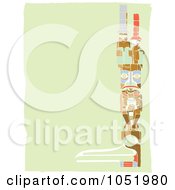Poster, Art Print Of Right Side Totem Pole Border On A Green Background