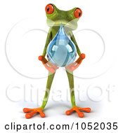 Royalty Free 3d Clip Art Illustration Of A 3d Springer Frog Holding A Water Drop