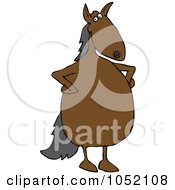Royalty Free Vector Clip Art Illustration Of An Upset Horse Standing With His Hands On His Hips
