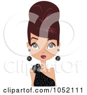Royalty Free Vector Clip Art Illustration Of A Brunette Woman In A Black Dress Wearing Her Hair Up In A Bee Hive by peachidesigns #COLLC1052111-0137