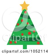 Poster, Art Print Of Christmas Tree With Red Ornaments