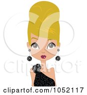 Poster, Art Print Of Blond Woman In A Black Dress Wearing Her Hair Up In A Bee Hive