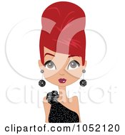 Poster, Art Print Of Red Haired Woman In A Black Dress Wearing Her Hair Up In A Bee Hive