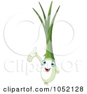 Royalty Free Vector Clip Art Illustration Of A Happy Green Onion Character by Pushkin