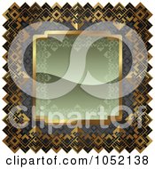 Poster, Art Print Of Ornate Olive Green Gray And Gold Frame With Copyspace