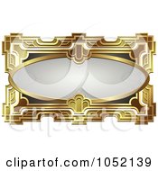 Poster, Art Print Of Ornate Gray Oval And Gold Frame With Copyspace