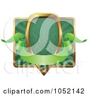 Ornate Green And Gold Banner Shield Frame With Copyspace
