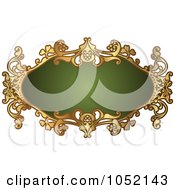 Poster, Art Print Of Ornate Oval Green And Gold Frame With Copyspace