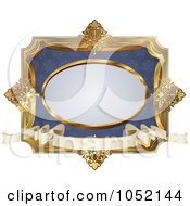 Poster, Art Print Of Ornate Blue And Gold Frame With Copyspace