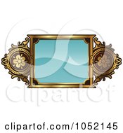 Poster, Art Print Of Ornate Turquoise And Gold Frame With Copyspace