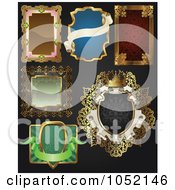 Poster, Art Print Of Digital Collage Of Antique And Retro Styled Ornate Frame Designs On Black - 2
