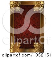 Poster, Art Print Of Ornate Red Pattern And Gold Frame With Copyspace