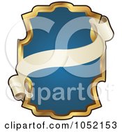 Poster, Art Print Of Ornate Blue And Gold Banner Frame With Copyspace