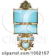 Royalty Free Vector Clip Art Illustration Of An Ornate Blue And Gold Floral Frame With Copyspace