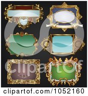 Poster, Art Print Of Digital Collage Of Antique And Retro Styled Ornate Frame Designs On Black - 1