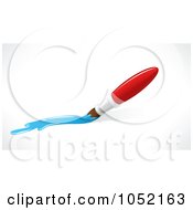 Poster, Art Print Of Red Paintbrush With Blue Paint Strokes
