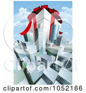 Poster, Art Print Of Gigantic Gift Box Towering Above A Cityscape