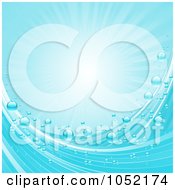 Royalty Free Vector Clip Art Illustration Of A Blue Ocean Wave Bubble And Sunshine Background by elaineitalia