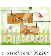 Wooden Thank You Sign Boards By A Fence With Flowers