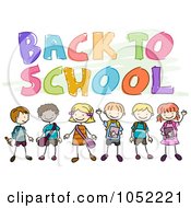 Poster, Art Print Of Doodled Back To School Text With Kids