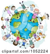 Poster, Art Print Of Doodled Globe With Diverse Children