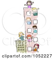 Poster, Art Print Of Doodled Building With Happy Kids