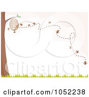 Poster, Art Print Of Bees Buzzing Around A Hive On A Tree