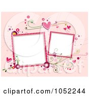 Poster, Art Print Of Valentines Day Background With Two Blank Frames On Pink