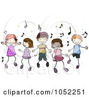 Royalty Free Vector Clip Art Illustration Of Doodled Children Dancing To Music by BNP Design Studio #COLLC1052251-0148