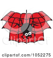 Poster, Art Print Of Spider Hanging Down Over A Black And Red Web