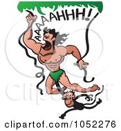 Poster, Art Print Of Monkey Hanging Onto Tarzan Swinging From Vines