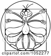Royalty Free Vector Clip Art Illustration Of A Black And White Vitruvian Mosquito by Zooco