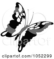 Poster, Art Print Of Black And White Flying Butterfly Logo - 1