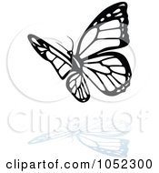 Poster, Art Print Of Black And White Butterfly Logo With A Reflection - 8