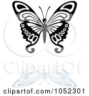 Poster, Art Print Of Black And White Butterfly Logo With A Reflection - 9