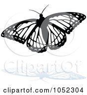 Poster, Art Print Of Black And White Butterfly Logo With A Reflection - 2