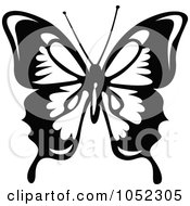 Poster, Art Print Of Black And White Flying Butterfly Logo - 4